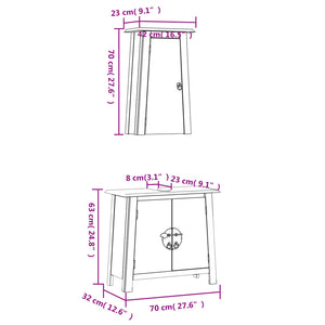 vidaXL 2 Piece Bathroom Furniture Set Solid Wood Pine