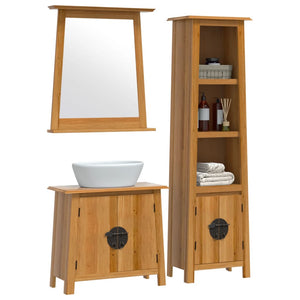 vidaXL 3 Piece Bathroom Furniture Set Solid Wood Pine