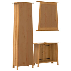 vidaXL 3 Piece Bathroom Furniture Set Solid Wood Pine