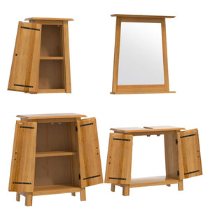 vidaXL 4 Piece Bathroom Furniture Set Solid Wood Pine