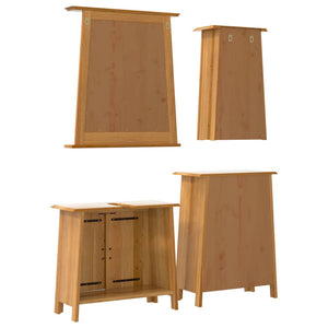 vidaXL 4 Piece Bathroom Furniture Set Solid Wood Pine