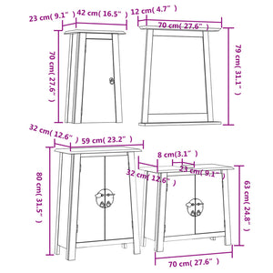 vidaXL 4 Piece Bathroom Furniture Set Solid Wood Pine