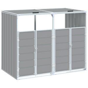 vidaXL Wheelie Bin Storage for Double Bins Grey 144x81x113 cm Steel