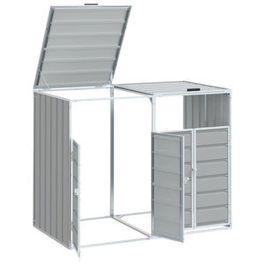 vidaXL Wheelie Bin Storage for Double Bins Grey 144x81x113 cm Steel