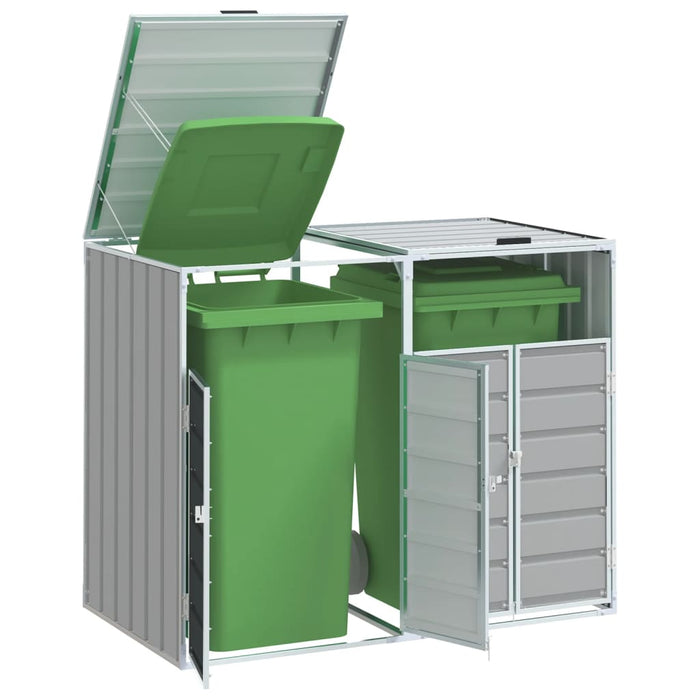 vidaXL Wheelie Bin Storage for Double Bins Grey 144x81x113 cm Steel