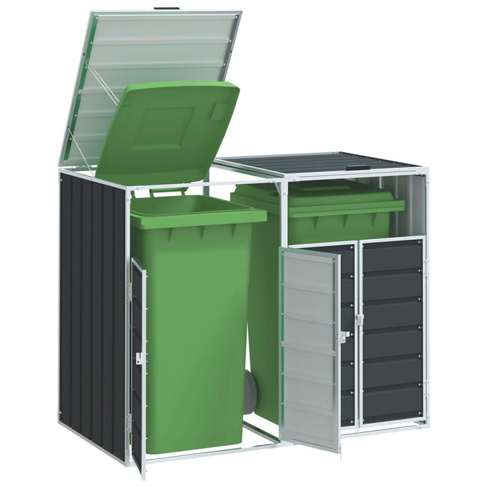 vidaXL Wheelie Bin Storage for Double Bins Anthracite 144x81x113 cm Steel