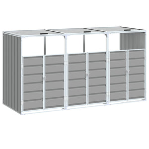 vidaXL Wheelie Bin Storage for Triple Bins Grey 216x81x115 cm Steel