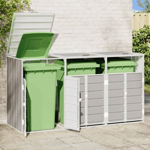 vidaXL Wheelie Bin Storage for Triple Bins Grey 216x81x115 cm Steel