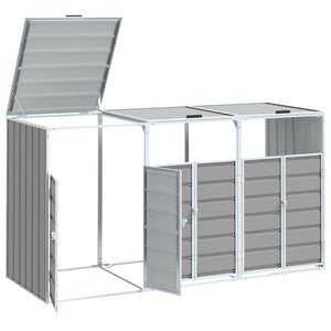 vidaXL Wheelie Bin Storage for Triple Bins Grey 216x81x115 cm Steel