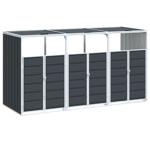 vidaXL Wheelie Bin Storage for Triple Bins Anthracite 216x81x115 cm Steel