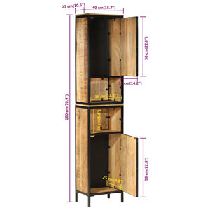 vidaXL Bathroom Cabinet 40x27x180 cm Iron and Solid Wood Mango