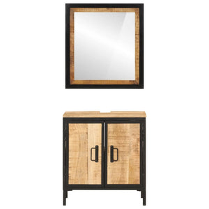 vidaXL 2 Piece Bathroom Furniture Set Iron and Solid Wood Mango