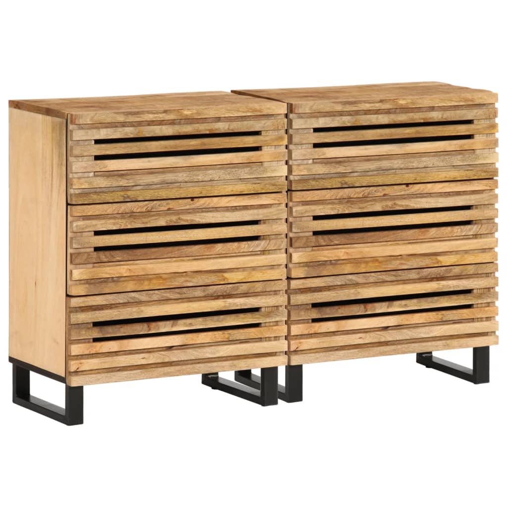 vidaXL Sideboards 2 pcs 60x34x75 cm Solid Wood Rough Mango