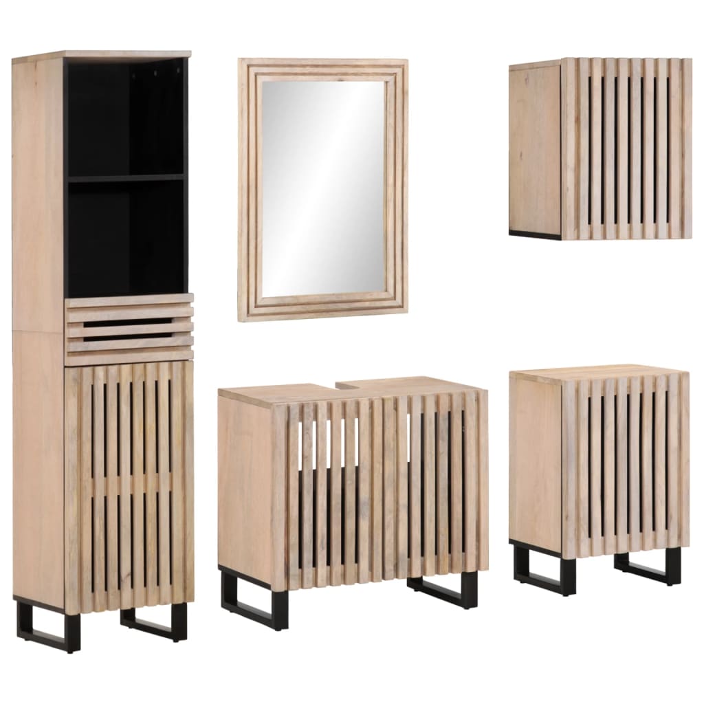 vidaXL 5 Piece Bathroom Furniture Set Solid Wood Mango