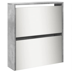 vidaXL Shoe Cabinet with Mirror 5-Layer Concrete Grey 63x17x169.5 cm