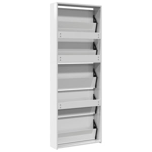 vidaXL Shoe Cabinet with Mirror 5-Layer High Gloss White 63x17x169.5 cm