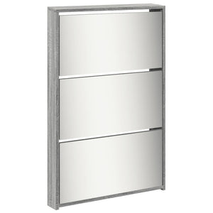 vidaXL Shoe Cabinet with Mirror 5-Layer Grey Sonoma 63x17x169.5 cm