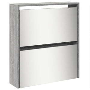 vidaXL Shoe Cabinet with Mirror 5-Layer Grey Sonoma 63x17x169.5 cm