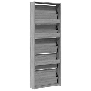 vidaXL Shoe Cabinet with Mirror 5-Layer Grey Sonoma 63x17x169.5 cm