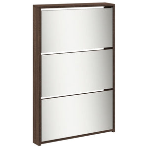 vidaXL Shoe Cabinet with Mirror 5-Layer Brown Oak 63x17x169.5 cm