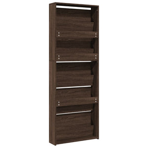 vidaXL Shoe Cabinet with Mirror 5-Layer Brown Oak 63x17x169.5 cm