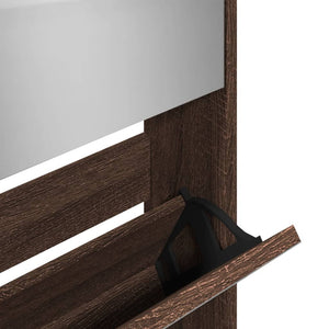 vidaXL Shoe Cabinet with Mirror 5-Layer Brown Oak 63x17x169.5 cm