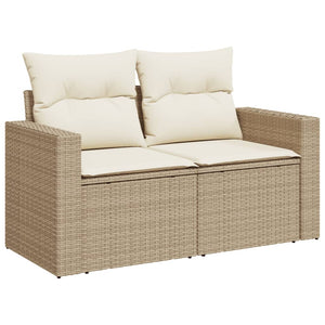 vidaXL 10 Piece Garden Sofa Set with Cushions Beige Poly Rattan