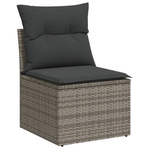 vidaXL 10 Piece Garden Sofa Set with Cushions Grey Poly Rattan