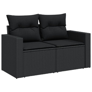 vidaXL 11 Piece Garden Sofa Set with Cushions Black Poly Rattan