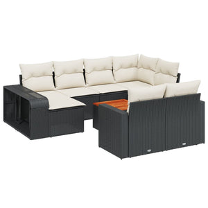 vidaXL 11 Piece Garden Sofa Set with Cushions Black Poly Rattan