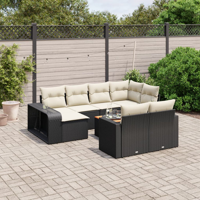 vidaXL 11 Piece Garden Sofa Set with Cushions Black Poly Rattan