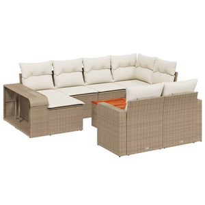 vidaXL 11 Piece Garden Sofa Set with Cushions Beige Poly Rattan