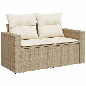 vidaXL 11 Piece Garden Sofa Set with Cushions Beige Poly Rattan