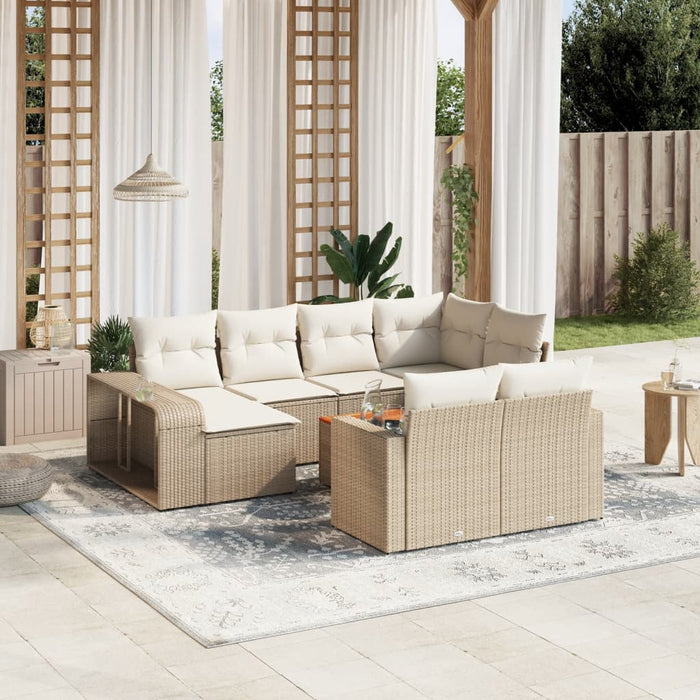 vidaXL 11 Piece Garden Sofa Set with Cushions Beige Poly Rattan