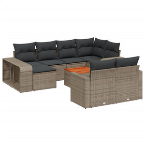 vidaXL 11 Piece Garden Sofa Set with Cushions Grey Poly Rattan