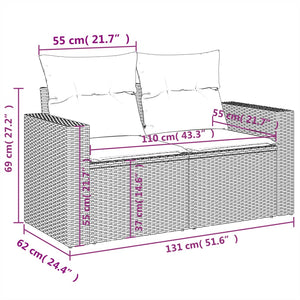 vidaXL 11 Piece Garden Sofa Set with Cushions Grey Poly Rattan