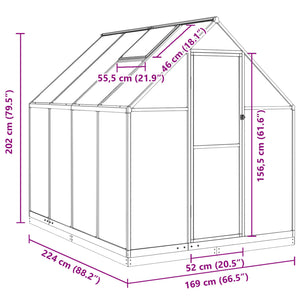 vidaXL Greenhouse with Base Frame Silver 224x169x202 cm Aluminium