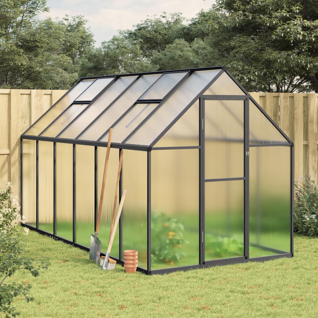 vidaXL Greenhouse with Base Frame Anthracite 334x169x195 cm Aluminium