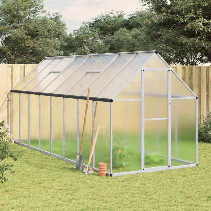 vidaXL Greenhouse with Base Frame Silver 445x169x195 cm Aluminium