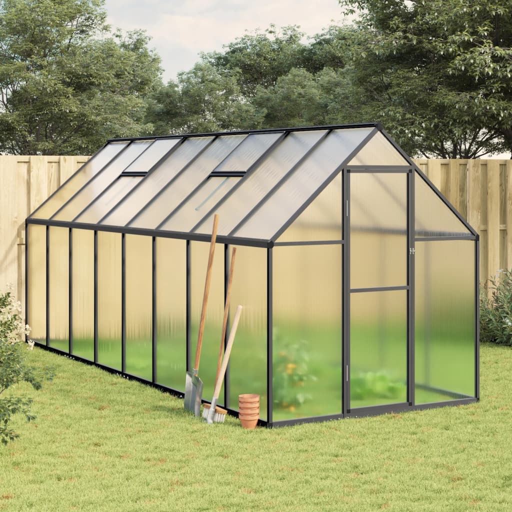 vidaXL Greenhouse with Base Frame Anthracite 445x169x195 cm Aluminium