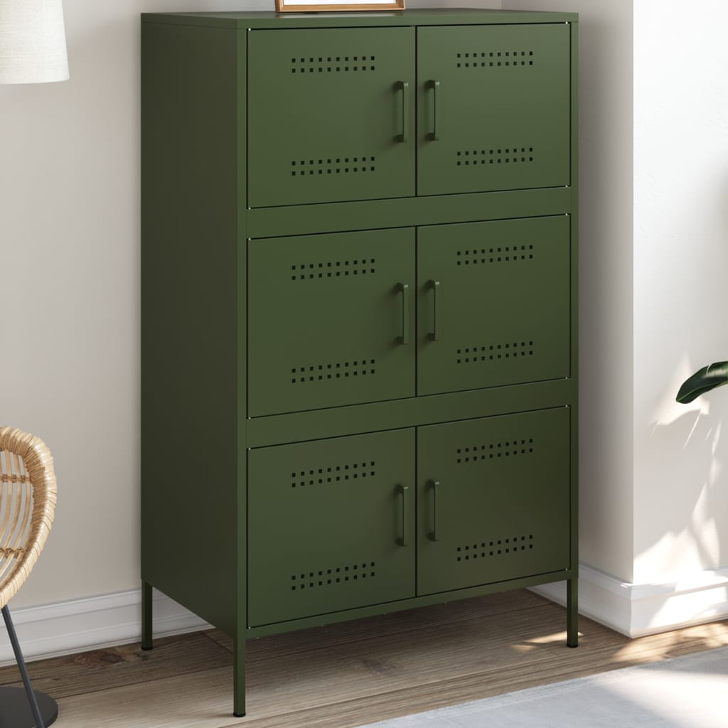 vidaXL Highboard Olive Green 68x39x113 cm Steel