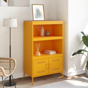 vidaXL Highboard Mustard Yellow 68x39x113 cm Steel