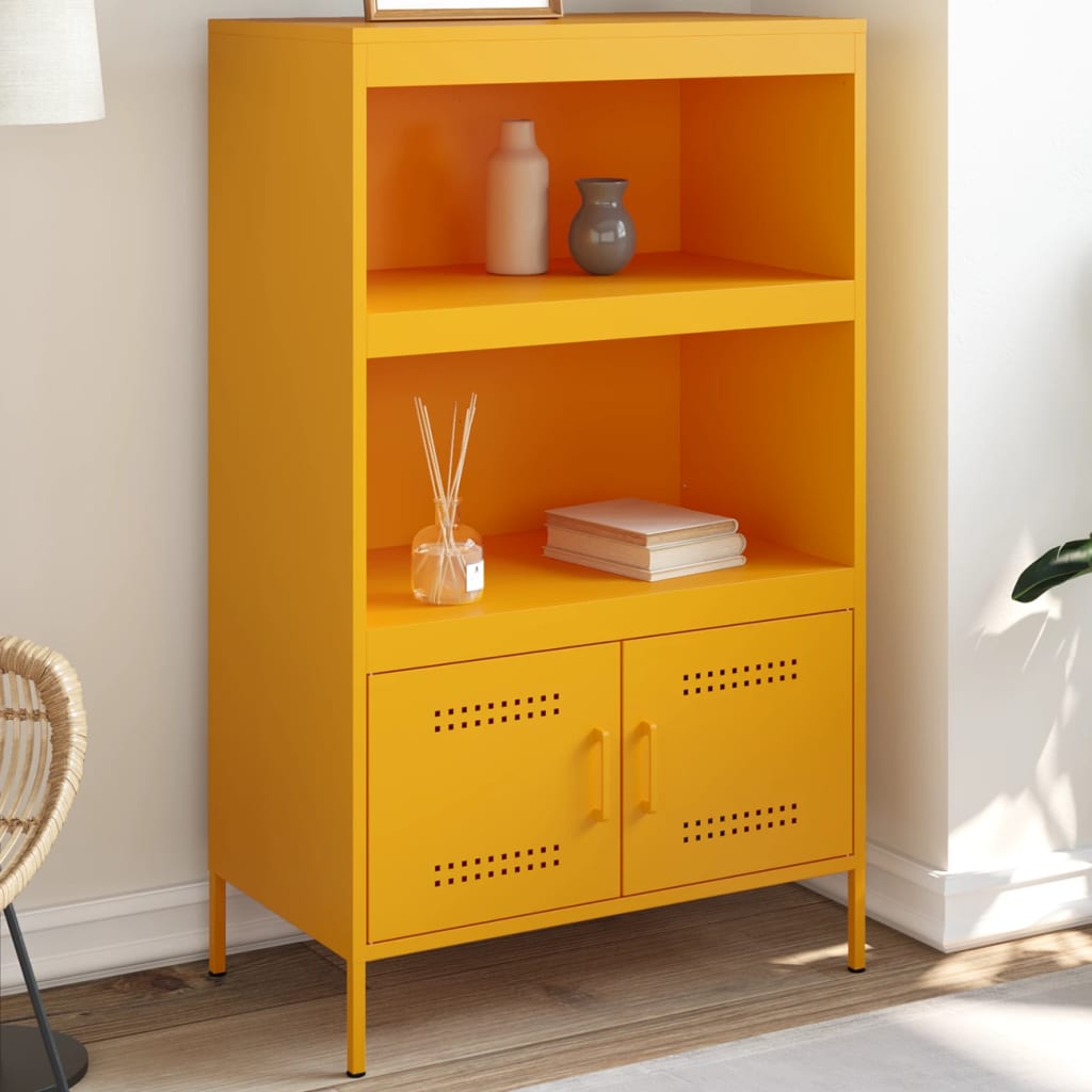 vidaXL Highboard Mustard Yellow 68x39x113 cm Steel