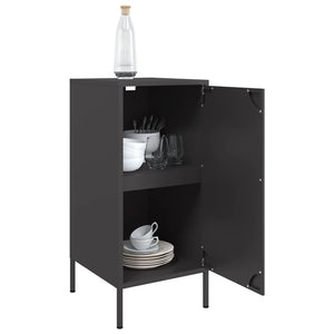 vidaXL Sideboards 2 pcs Black 36x39x79 cm Cold-rolled Steel