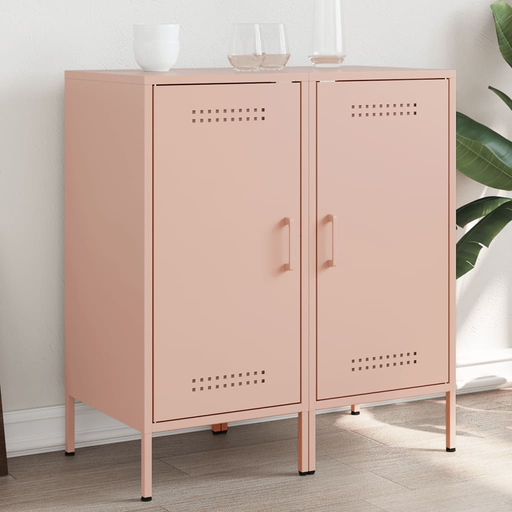 vidaXL Sideboards 2 pcs Pink 36x39x79 cm Cold-rolled Steel