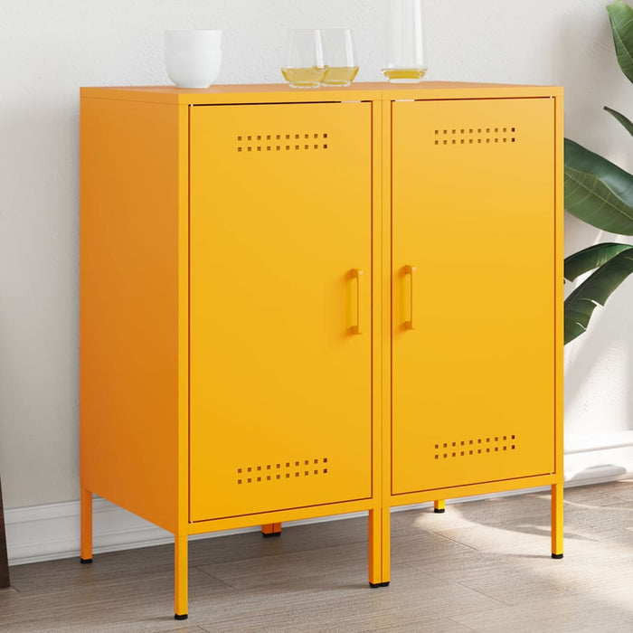 vidaXL Sideboards 2 pcs Mustard Yellow 36x39x79 cm Cold-rolled Steel