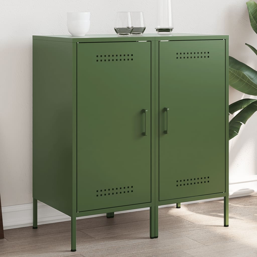 vidaXL Sideboards 2 pcs Olive Green 36x39x79 cm Cold-rolled Steel