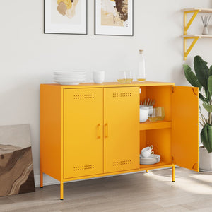 vidaXL Sideboard Mustard Yellow 100.5x39x79 cm Cold-rolled Steel