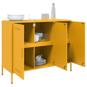 vidaXL Sideboard Mustard Yellow 100.5x39x79 cm Cold-rolled Steel