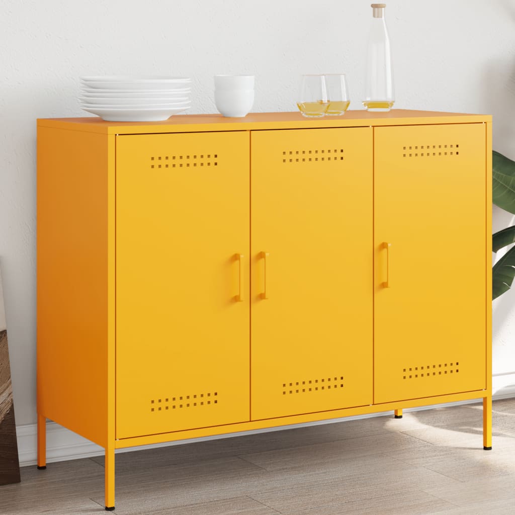 vidaXL Sideboard Mustard Yellow 100.5x39x79 cm Cold-rolled Steel